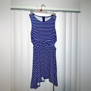 Mini striped blue and white dress w/cutout sides